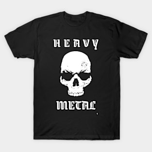 White skull, HEAVY METAL. T-Shirt